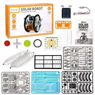 TEMI STEM Solar Robot Kit for Kids, 12-in-1 Educational STEM Science Experiment Toys, Solar Powered Building Kit DIY for 8 9 10 11 12 13 Years Old Kids Boys & Girls