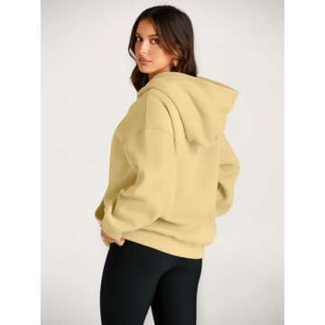 Trendy Queen Womens Oversized Hoodies Fleece Sweatshirts Long Sleeve Sweaters Pullover Fall Outfits Winter Clothes Light Yellow M