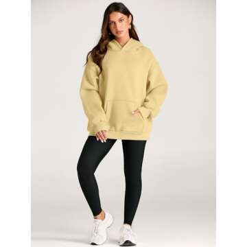 Trendy Queen Womens Oversized Hoodies Fleece Sweatshirts Long Sleeve Sweaters Pullover Fall Outfits Winter Clothes Light Yellow M