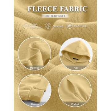 Trendy Queen Womens Oversized Hoodies Fleece Sweatshirts Long Sleeve Sweaters Pullover Fall Outfits Winter Clothes Light Yellow M