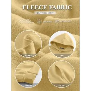 Trendy Queen Womens Oversized Hoodies Fleece Sweatshirts Long Sleeve Sweaters Pullover Fall Outfits Winter Clothes Light Yellow M