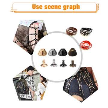 AngelaKerry 240 Sets Include 4 Colors 3 Sizes Mini Small Metal Flat Head Stud Purse Feet Spike Screw Back Purse Luggage Foot Nails Rivets Bottom Brads
