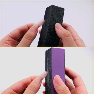 HeeYaa 10 Pcs Nail Buffer Sanding Block Polisher Buffing File 100/180 Grit 3 Sides Nail Files Art Pedicure Manicure File(Black Purple)