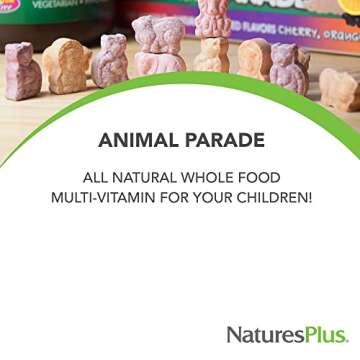 NaturesPlus Animal Parade MagKidz, Natural Cherry Flavor - 90 Animal-Shaped, Chewable Tablets - Pack of 2 - Bone & Muscle Health Support - Non-GMO, Vegan, Gluten Free, Sugar Free - 90 Total Servings