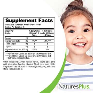 NaturesPlus Animal Parade MagKidz, Natural Cherry Flavor - 90 Animal-Shaped, Chewable Tablets - Pack of 2 - Bone & Muscle Health Support - Non-GMO, Vegan, Gluten Free, Sugar Free - 90 Total Servings