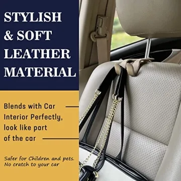 TISOHUGO Stylish Headrest Hooks for Cars - 2 in 1 Design