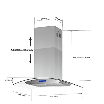 Tieasy 36" Ceiling Mount Range Hood - 700 CFM