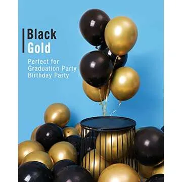 Styirl Black 100 Pcs Party Balloons (5/10/12/18 inch) for Birthday, Wedding, Graduation, Baby Shower, Bachelorette Party Decorations, Includes Curling Ribbon