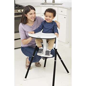 Primo Cozy Tot Deluxe Convertible Folding High Chair & Toddler Chair - Portable Foldable Baby Chair/ Toddlers Highchair - Travel Friendly, Removable EZ Clean Tray, Black/White, 22"x21"x33.5"