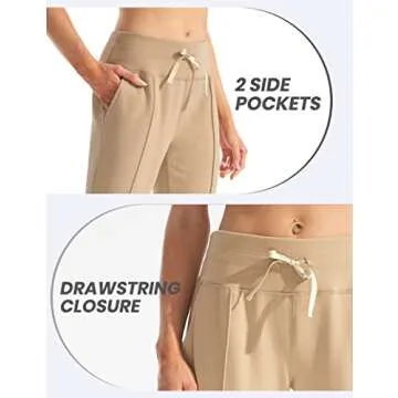 Ewedoos Fleece Lined Pants Women - Fleece Lined Sweatpants Women with Pockets High Waisted Thermal Joggers Winter Pants Khaki