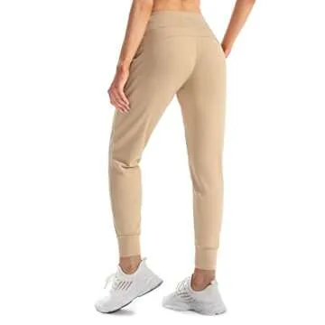 Ewedoos Fleece Lined Pants Women - Fleece Lined Sweatpants Women with Pockets High Waisted Thermal Joggers Winter Pants Khaki