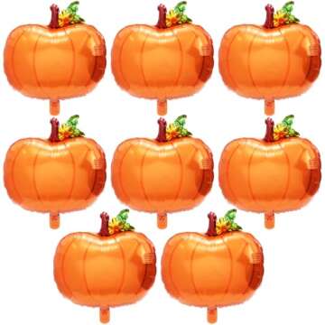 Fall Pumpkin Balloons 8 Pack for Thanksgiving Parties
