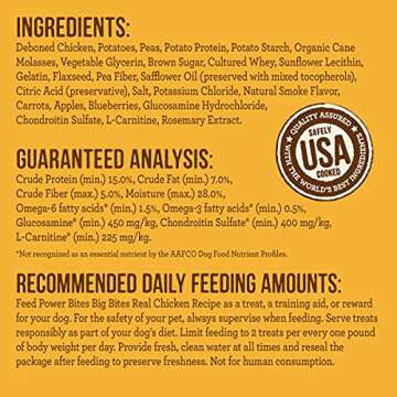 Merrick Power Bites Natural Soft And Chewy Real Meat Dog Treats, Grain Free Snack With Real Chicken Recipe - 6 oz. Bag