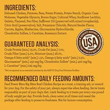 Merrick Power Bites Natural Soft And Chewy Real Meat Dog Treats, Grain Free Snack With Real Chicken Recipe - 6 oz. Bag