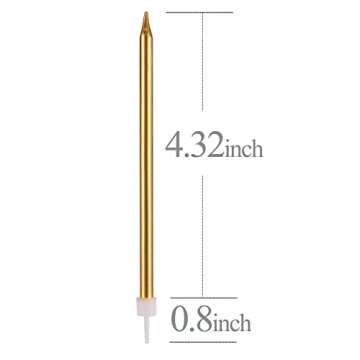 Long Thin Gold Birthday Candles for Cake Cupcake Candle for Birthday Party Wedding Decorations, Jumo...