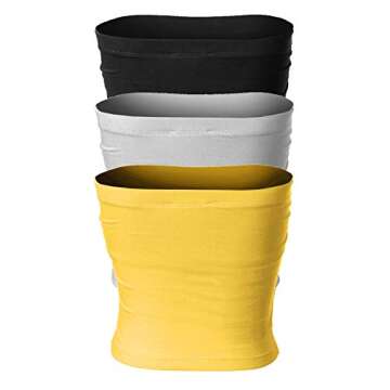 MixMatchy Women's Solid Casual Summer Shirring Tube Top 3PACK - Black/White/Yellow L