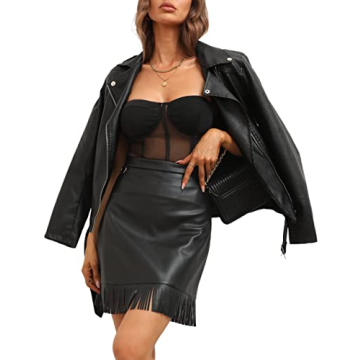 Trendy Bellivera Faux Leather Moto Jacket for Women