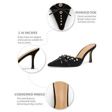BIUBAKUA Black Kitten Heels for Women - Elegant Comfort Sandals