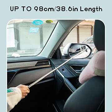 TOPSACE Car Side Mirror Squeegee, Retractable Wing Mirror Wiper Cleaner, Portable Vehicle Interior E...