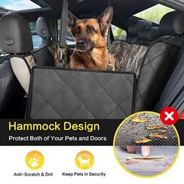 KIMHY Dog Car Seat Cover for Back Seat, Backseat Cover for Dogs in Car with Mesh Window, Dog Hammock for Car with Side Flaps, Durable & Waterproof Back Seat Pet Cover for Dogs Cars SUV