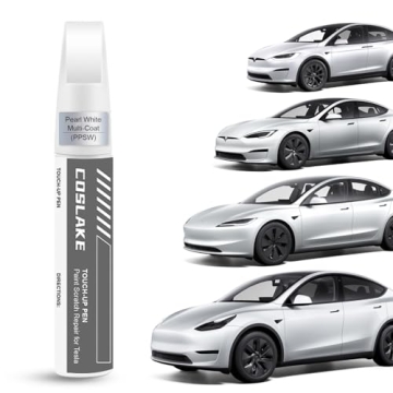 COSLAKE Car Touch Up Paint(Pearl White Multi-Coat(PPSW)) for Tesla Model Y/3/S/X, Car Paint Scratch ...