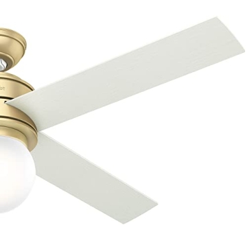 Hunter Fan Company, 59320, 52 inch Hepburn Modern Brass Ceiling Fan with LED Light Kit and Wall Control