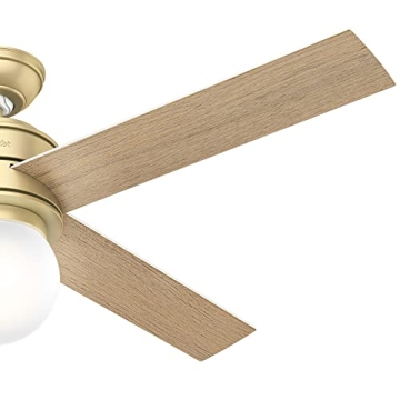 Hunter Fan Company, 59320, 52 inch Hepburn Modern Brass Ceiling Fan with LED Light Kit and Wall Control