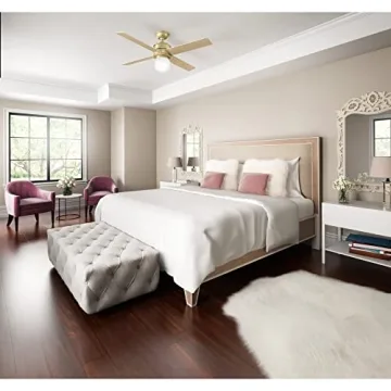 Hunter Fan Company, 59320, 52 inch Hepburn Modern Brass Ceiling Fan with LED Light Kit and Wall Control