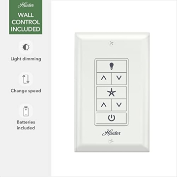 Hunter Fan Company, 59320, 52 inch Hepburn Modern Brass Ceiling Fan with LED Light Kit and Wall Control