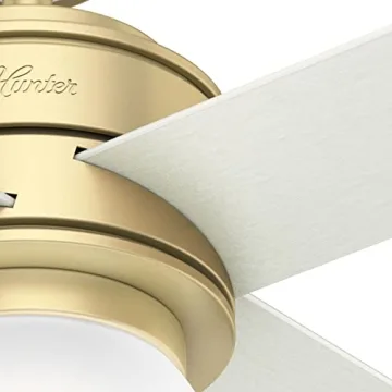 Hunter Fan Company, 59320, 52 inch Hepburn Modern Brass Ceiling Fan with LED Light Kit and Wall Control