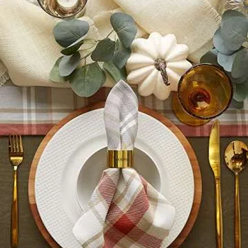 DII Christmas Thanksgiving Holiday Tabletop Décor Collection Decorative Napkin Ring Holder Set, 1.6 Dia x 1.25" Height, Always Grateful Gold, 4 Piece