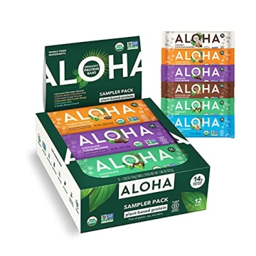 ALOHA Organic Plant Based Protein Bars - 6 Flavor Variety Pack - Vegan, Gluten-Free