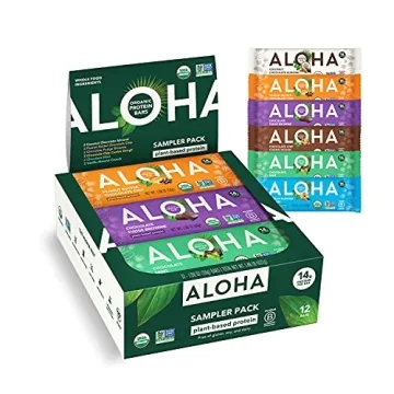 ALOHA Organic Plant Based Protein Bars - 6 Flavor Variety Pack - Vegan, Gluten-Free