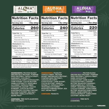 ALOHA Protein Bars Variety Pack - Vegan & Organic Snacks