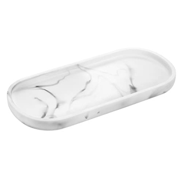 Luxspire Vanity Tray - Stunning Marble Soap Dispenser Tray for Home Organization