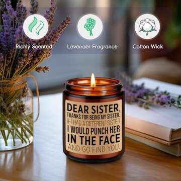 GSPY Sister Candle, Sisters Gifts from Sister, Brother - Funny Sister Gifts, Valentines Gifts for Sister - Birthday Gifts for Sister, Little Sister, Best Sister - Gifts for Sister from Brother
