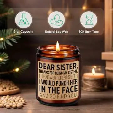 GSPY Sister Candle, Sisters Gifts from Sister, Brother - Funny Sister Gifts, Valentines Gifts for Sister - Birthday Gifts for Sister, Little Sister, Best Sister - Gifts for Sister from Brother
