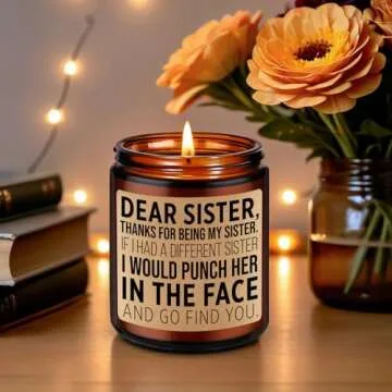 GSPY Sister Candle, Sisters Gifts from Sister, Brother - Funny Sister Gifts, Valentines Gifts for Sister - Birthday Gifts for Sister, Little Sister, Best Sister - Gifts for Sister from Brother