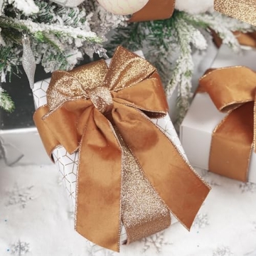 HUIHUANG Copper Christmas Velvet Ribbon 2.5" - 10 Yards