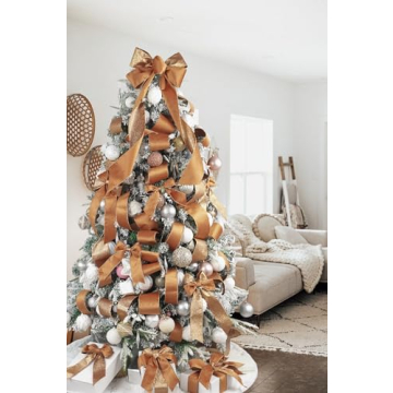 HUIHUANG Copper Christmas Velvet Ribbon 2.5" - 10 Yards