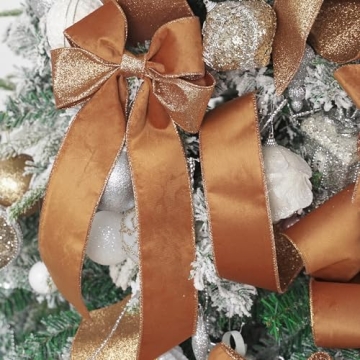 HUIHUANG Copper Christmas Velvet Ribbon 2.5" - 10 Yards