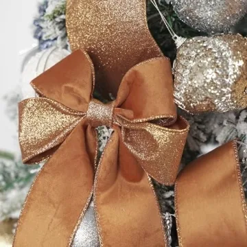 HUIHUANG Copper Christmas Velvet Ribbon 2.5" - 10 Yards