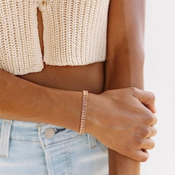 MEVECCO Gold Tennis Link Bracelet - Dainty Jewelry 14K Gold Plated