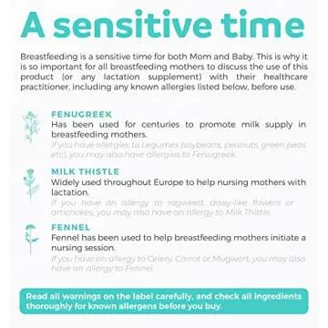 USDA Organic Lactation Supplement - Increase Milk Supply with Herbal Breastfeeding Support - Aid for Mothers - Organic: Fenugreek Seed, Fennel & Milk Thistle - 60 Vegan Capsules (No Pills or Cookies)