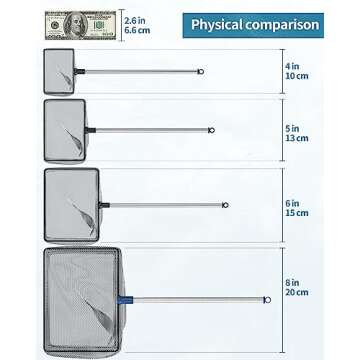 Pawfly 6 Inch Aquarium Fish Net with Telescopic Stainless Steel Handle for Easy Fish Transfer and Cl...