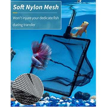 Pawfly 6 Inch Fish Net with Telescopic Handle for Aquariums