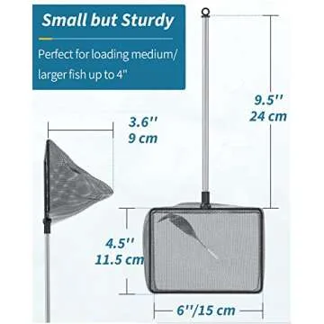 Pawfly 6 Inch Fish Net with Telescopic Handle for Aquariums