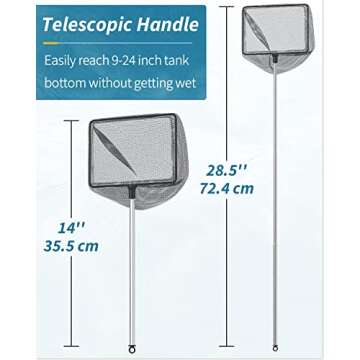 Pawfly 6 Inch Fish Net with Telescopic Handle for Aquariums