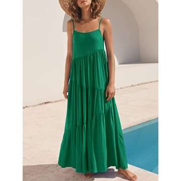 ANRABESS Women Summer Casual Loose Sleeveless Sundress Spaghetti Strap Flowy Boho Linen Beach Vacati...