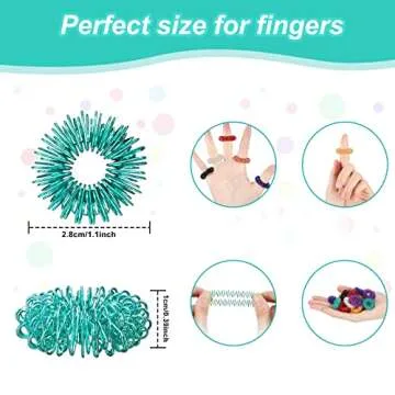 100 Pack Spiky Sensory Finger Rings, Acupressure Spiky Sensory Finger Rings for Adults, Silent Stress Reducer and Massager Fidget Ring for Anxiety for Men, Women(Classic Colors)